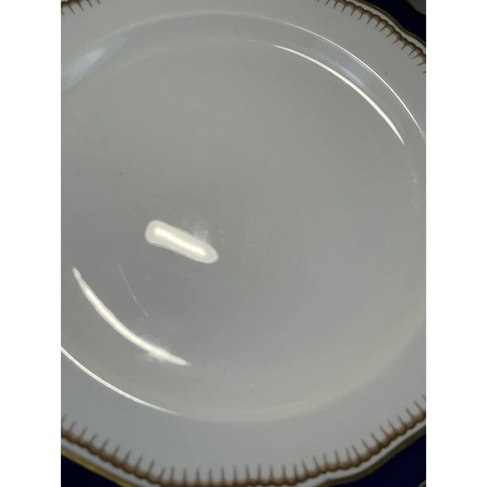 2 HTF Antique Spode Copeland‎ Cobalt Blue Gold Trim R7767 Dinner Plate 9 3/4”